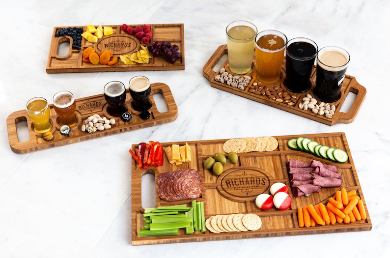 Personalized Beer Flights and Charcuterie Planks 4 Styles and Gift Sets Available image 1