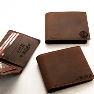 Personalized Leather Trifold Wallet RFID Blocking The Clearwater image 8