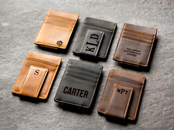 Mongorammed Leather Money Clip Wallet