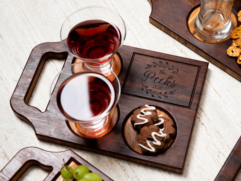 Personalized Charcuterie Boards 5 Styles and Gift Sets Available by Left Coast Original 8x12 Wine/Beer Tray