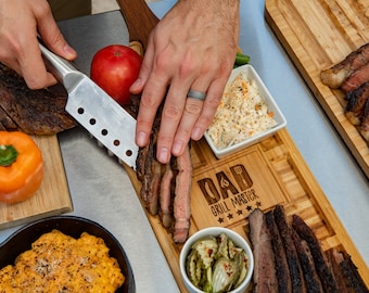 Personalized Grill Master BBQ Board - Serving Tray with Handle - Gift for Dad