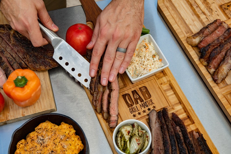 Personalized Grill Master BBQ Board Serving Tray with Handle Gift for Dad image 2