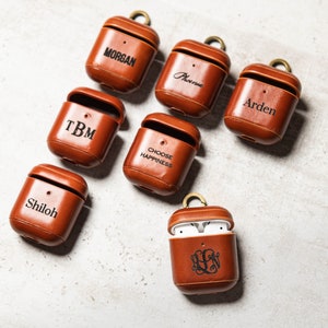 Personalized Leather Airpods Original or Pro Case by Left Coast Original