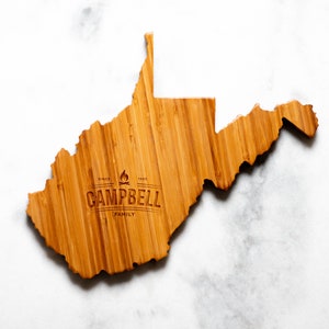 Personalisierte Schneidebrett Form West Virginia State | 16 Optionen