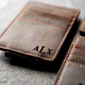 Personalized Leather Magnetic Money Clip The Sanibel by Left Coast Original