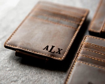 Personalized Leather Magnetic Money Clip The Sanibel by Left Coast Original