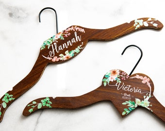 5 Shapes to Choose From | Personalized Wooden Hanger | Vine or Floral Artwork Printed | The Woodwright Wedding