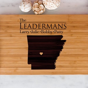 Personalized Arkansas State Engraved Cutting Board by Left Coast Original