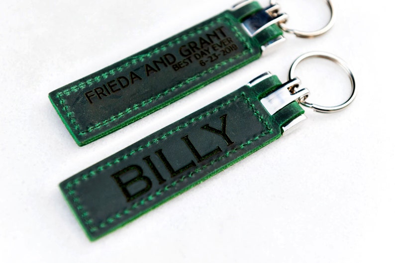 Personalized Engraved Distressed Leather Keychain the Miami | Etsy