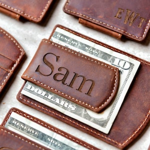 Prendedor magnético de dinheiro super fino e personalizado em couro da Left Coast Original