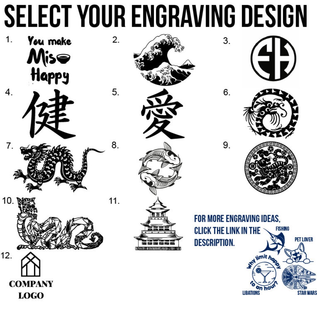 Japanese Inspired Engraving Design Collection Etsy