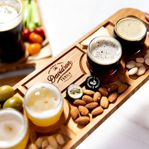 Personalized Beer Flight Tray with Optional Beer Glasses
