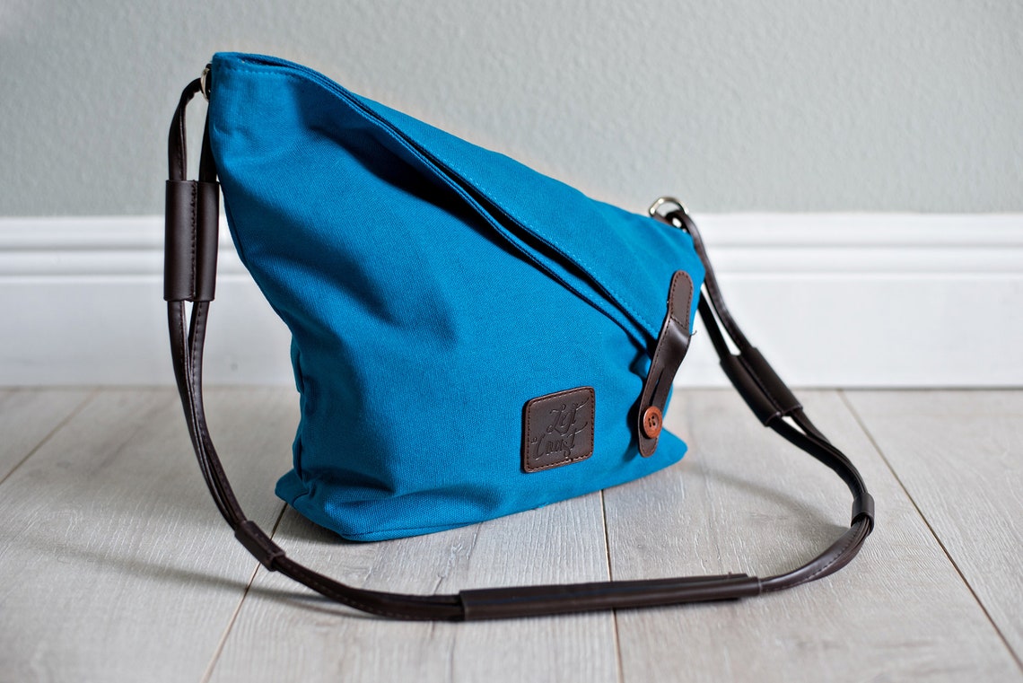 The Canvas Crossbody Hobo Tote Bag by Left Coast Original Etsy