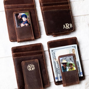 Photo Leather Money Clip Magnetic Closure With Optional Monogram, Name, or Message image 5