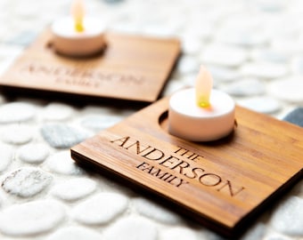 Personalized Engraved Tea Light Holders by Left Coast Original