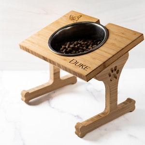 Personalized Wood Pet Bowl Stands