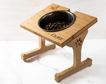 Personalized Wood Pet Bowl Stands