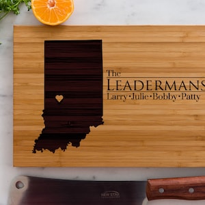 Gepersonaliseerde gegraveerde snijplank Indiana State van Left Coast Original