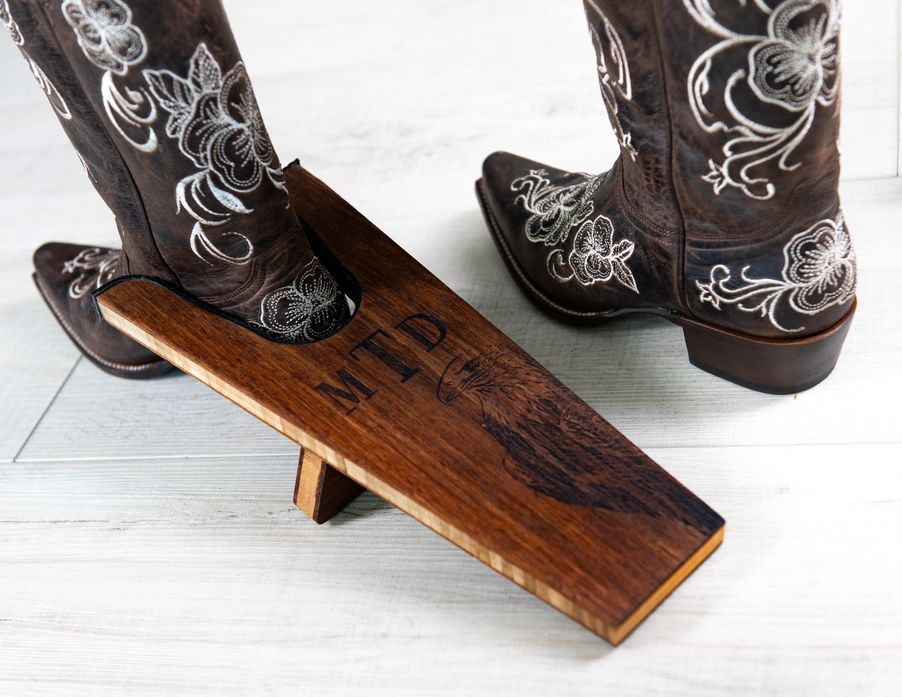 Personalized Boot Jack Dark Bamboo Wood Shoe Remover Etsy