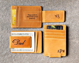 Personalized Leather Magnetic Money Clip The Sanibel by Left Coast Original