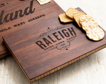 Dark Wood Personalized Cutting Board, Charcuterie or Cocktail Board