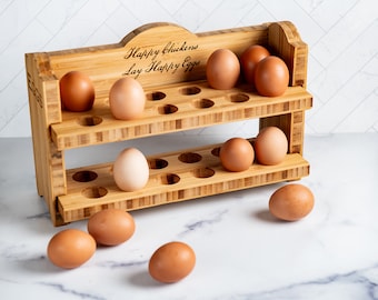 Personalized Egg Bed Tray - Stackable Shelf Display Holder for Kitchen - Farm Fresh Storage - Decor Stand