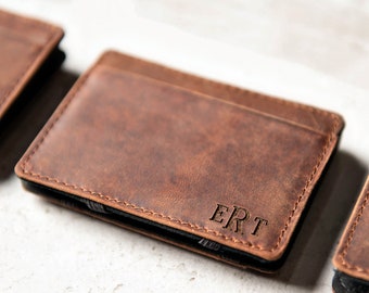 Personalized Distressed Leather Flip Wallet by Left Coast Original