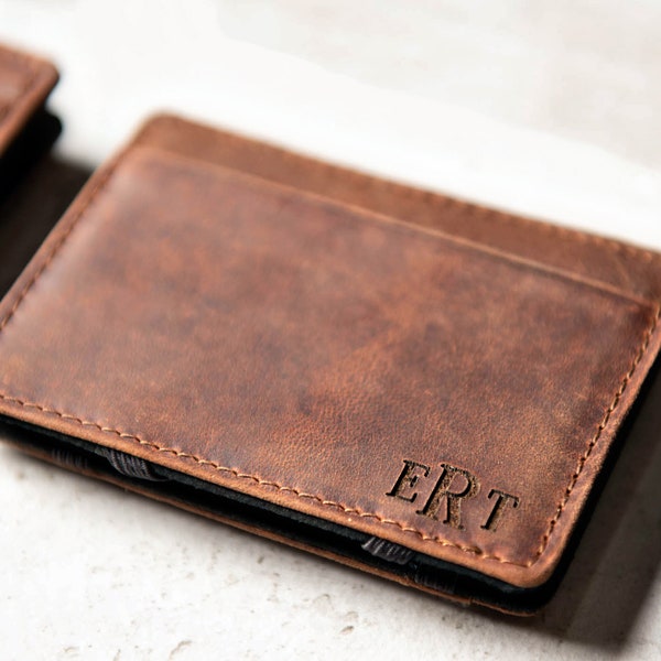 Personalized Distressed Leather Flip Wallet by Left Coast Original