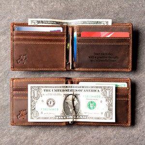 Schlanke personalisierte Distressed Leder Brieftasche The Key Largo Wallet von Links Küste Original