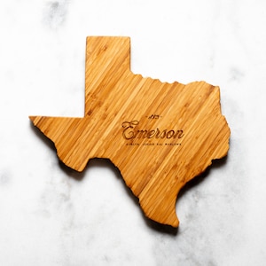 Personalized Texas State Shaped Cutting Board | 16 Options