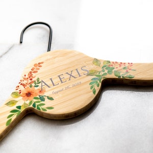 5 Shapes to Choose From | Personalized Wooden Hanger | Vine or Floral Artwork Printed | The Woodwright Wedding