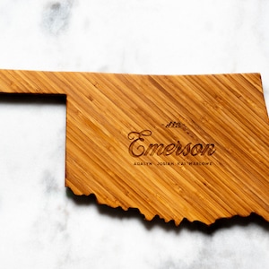 Tabla de cortar personalizada con forma de Oklahoma / 16 opciones