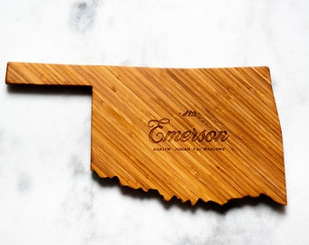 Personalized Oklahoma Shaped Cutting Board | 16 Options