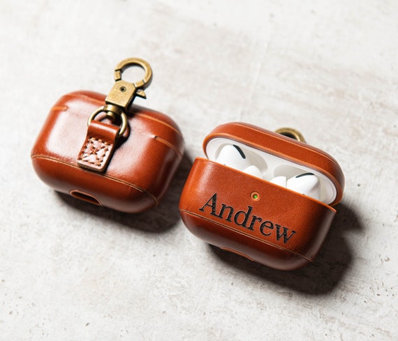 Leather Custom Airpod Case With Keychain AirPods (1st 2nd Gen