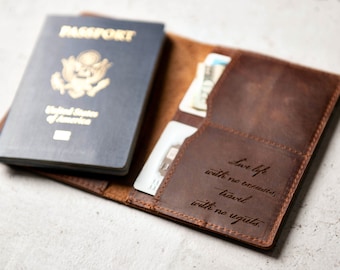 Personalized Leather Passport Cover Holder  by Left Coast Original