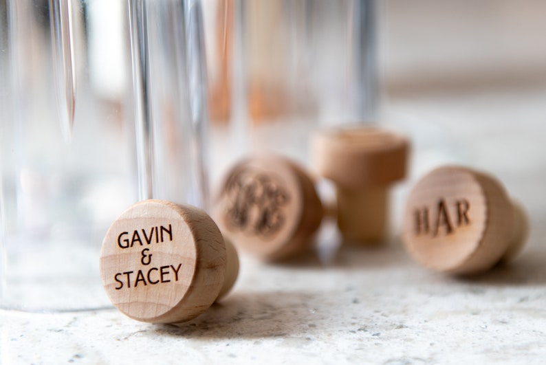 Personalized Wine Bottle Stoppers by Left Coast Original Light Wood