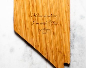 Personalized Nevada State Shaped Cutting Board | 16 Options