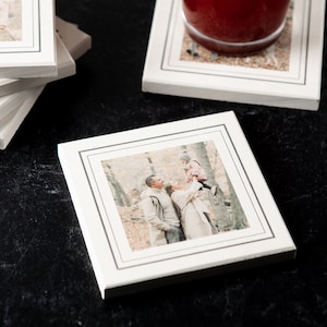 Posavasos personalizados de piedra caliza blanca con fotos