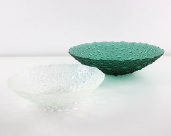 Czech green or clear glass bubble dish / bowl - choice from 2 colours / sizes - Pavel Panek Sklo Union