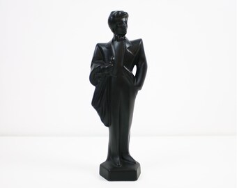 1980s ceramic figurine - black satin glaze male