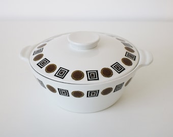 1960s 70s casserole dish with modernist design - Gem Tableware