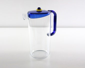 1990s Memphis inspired acrylic water / juice jug pitcher - Colors range by Guzzini Italy - blue