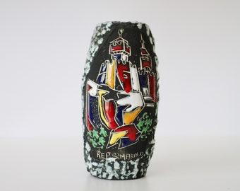 Mid century Italian textured rock glaze vase by Libertas - Rep. San Marino - smalto roccia 1960s