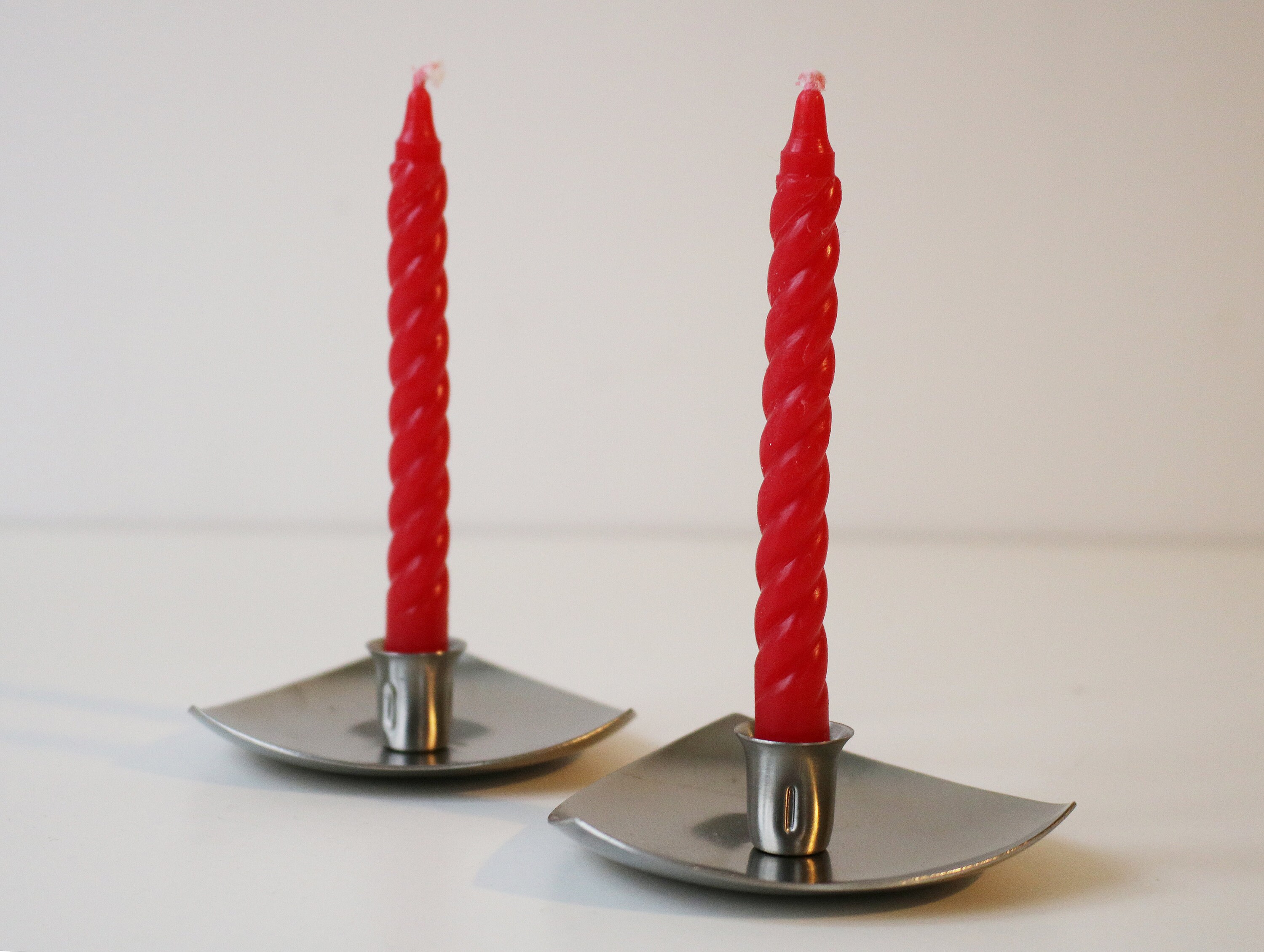 Stainless steel candle holders by Price 70s boxed small size for