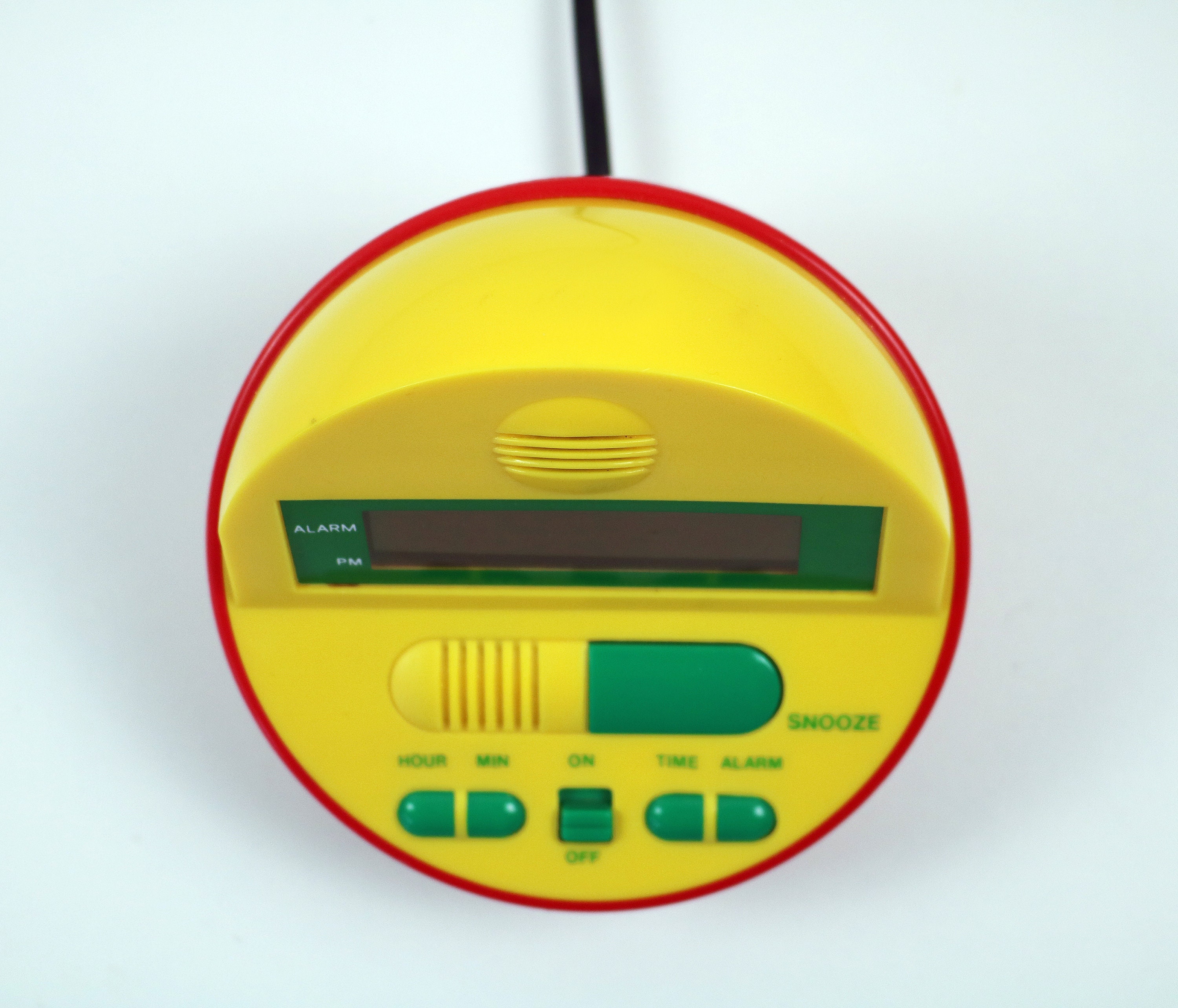 1980s 90s Memphis style digital alarm clock in bright plastic working