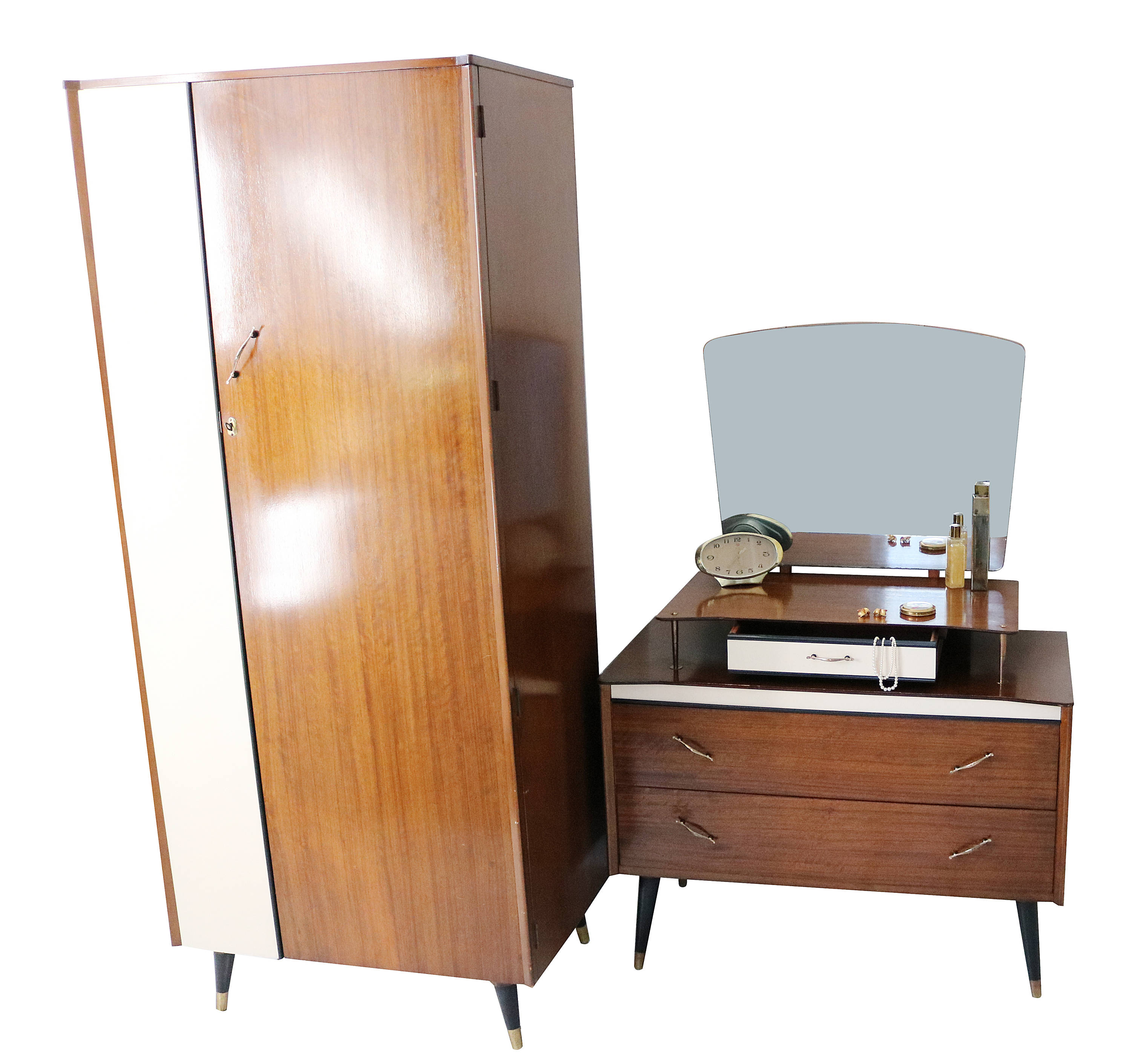 Mid century 50s 60s furniture wardrobe and dressing table with