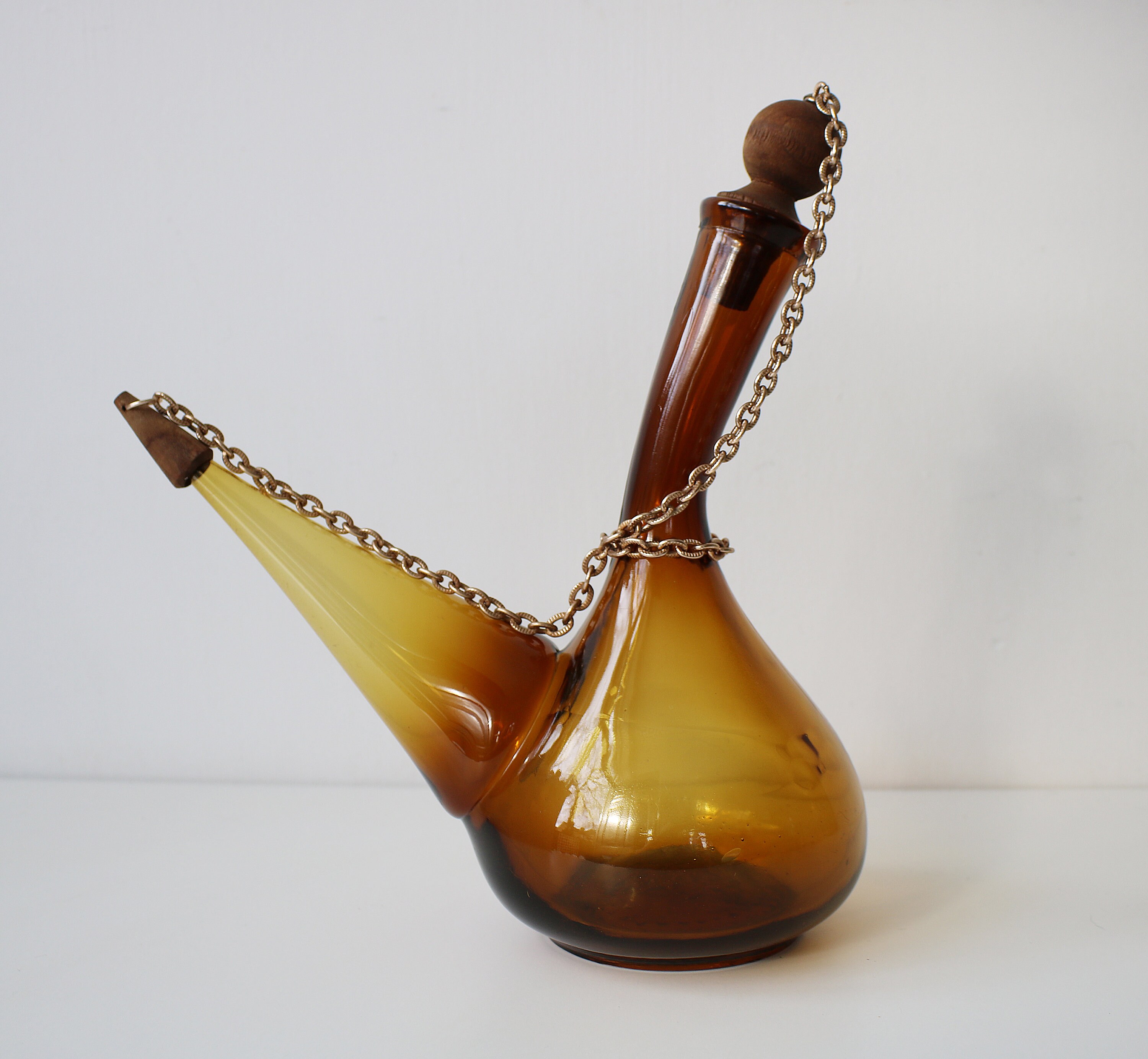 HandBlown Glass Spanish Porron Wine Pitcher Sangria Decanter