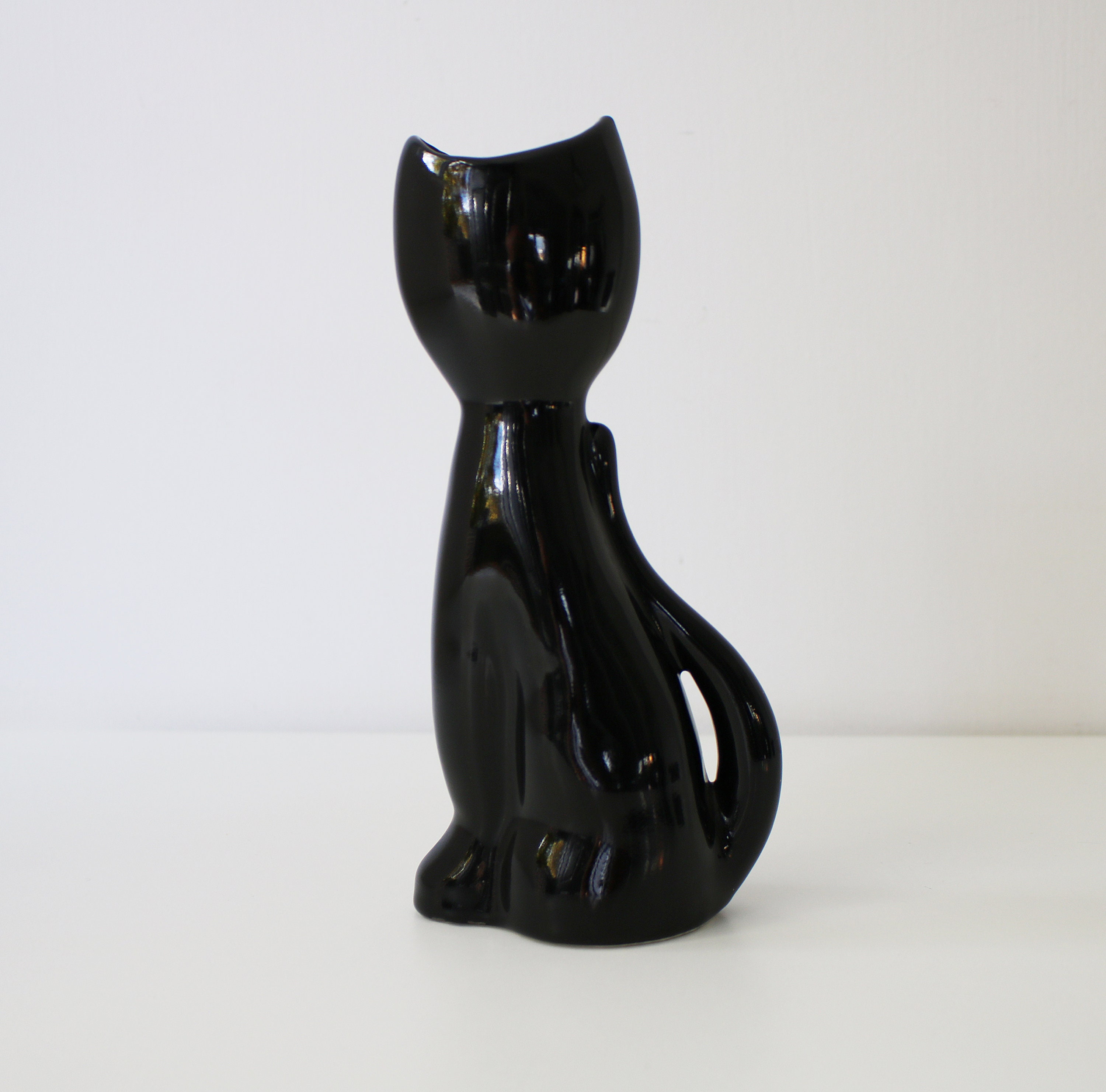 Kitsch ceramic cat vase mid century