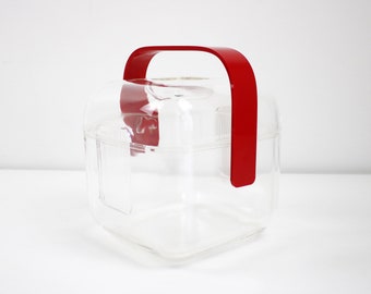 1980s acrylic / lucite ice bucket Amanda by Guzzini - red handle