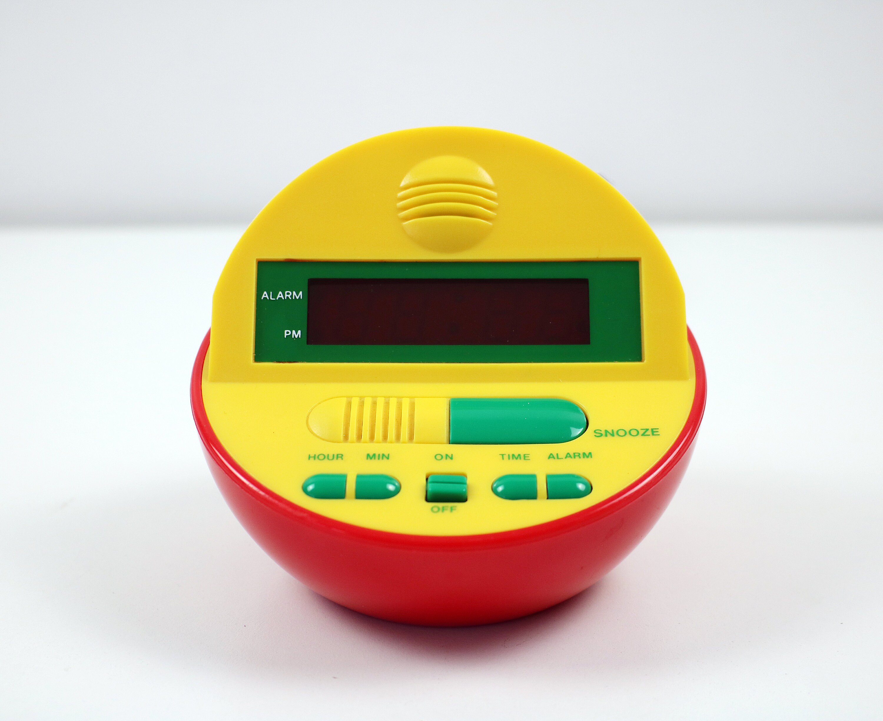 1980s 90s Memphis style digital alarm clock in bright plastic working